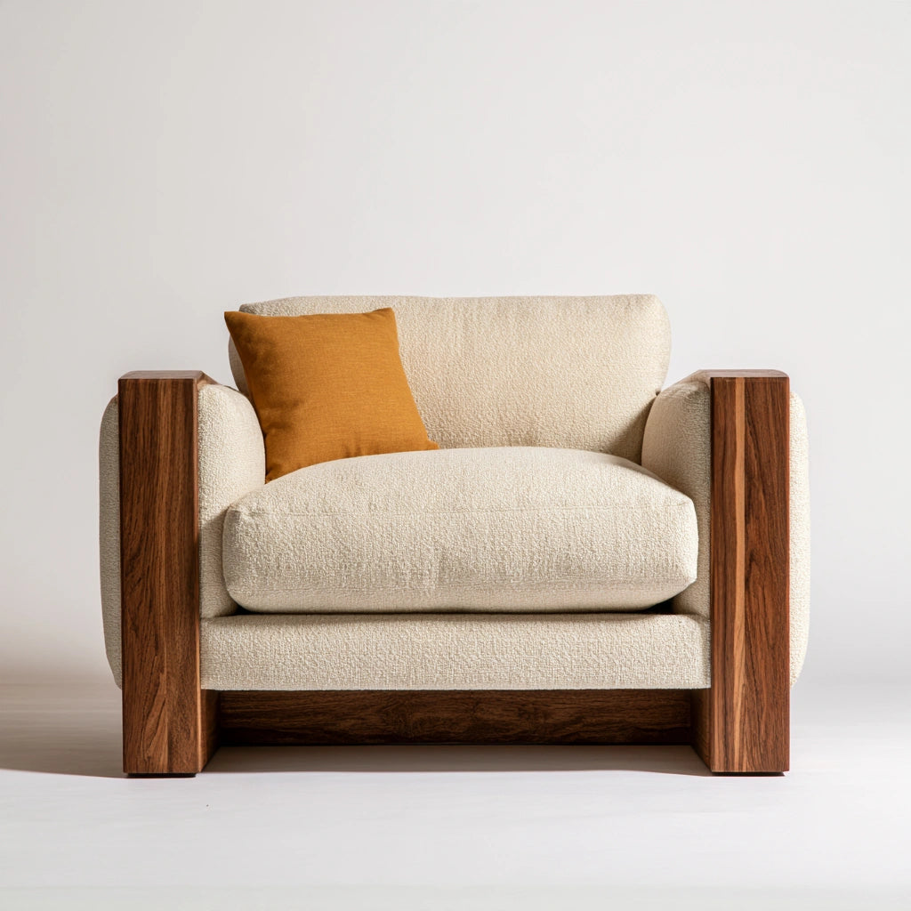 Poltrona d'accento in legno, colore marrone medio